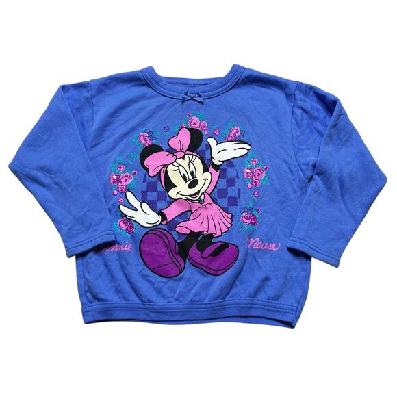 Vintage Disney Girls Mickey Minnie Mouse Size 4T-5T Sweatshirt Pullover Toddler - Picture 1 of 9